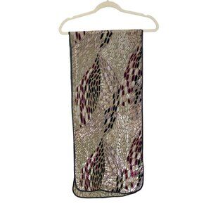 Cocoon House Scarf Tan Purple‎ Velvet Burnout Silk Blend Polka Dot 13" X 62"